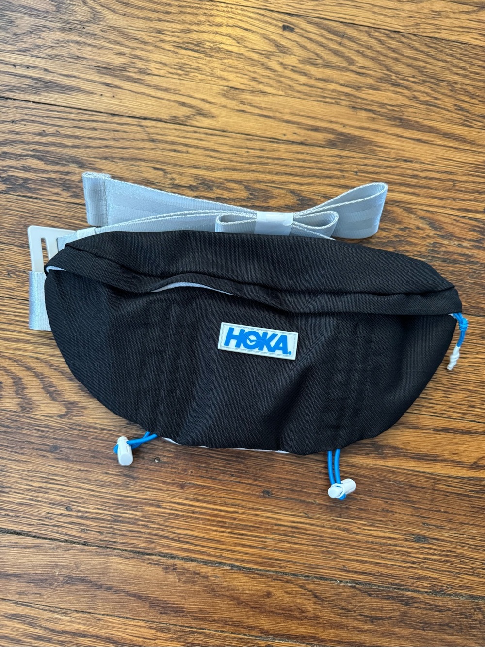 HOKA Black Waist Pack with Gray Strap